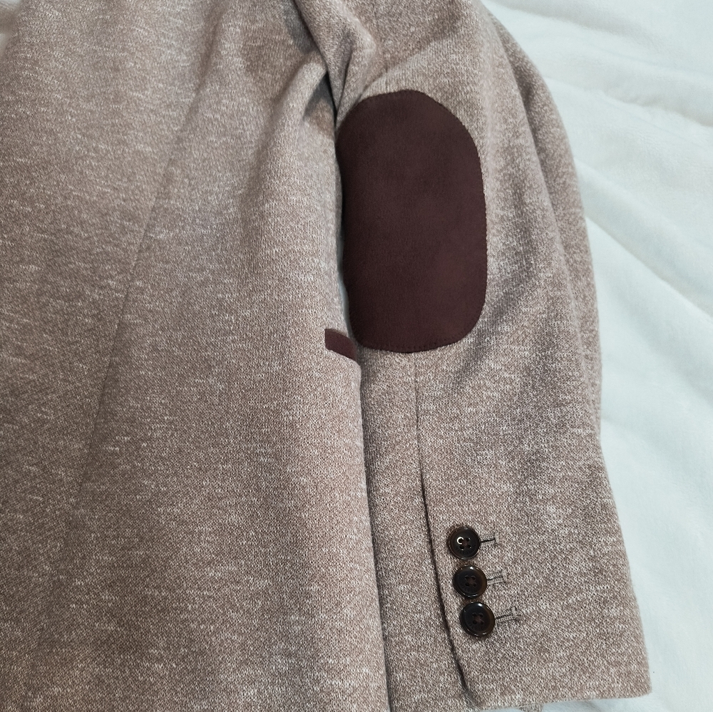 Tommy Hilfiger Women's Tan Marled Knit Blazer Elbow Patches Jacket Size 2 Preppy - Picture 9 of 16